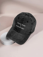 1pc Embroidered "THICK THIGHS X THIN PATIENCE" Washed Baseball Cap