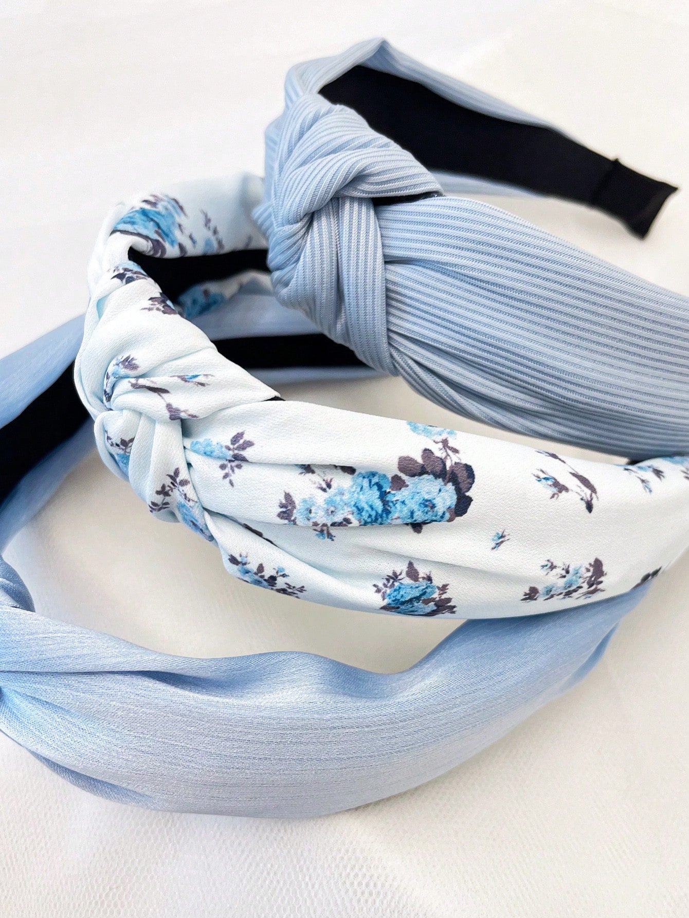 3pc Floral Solid Color Knot Headbands