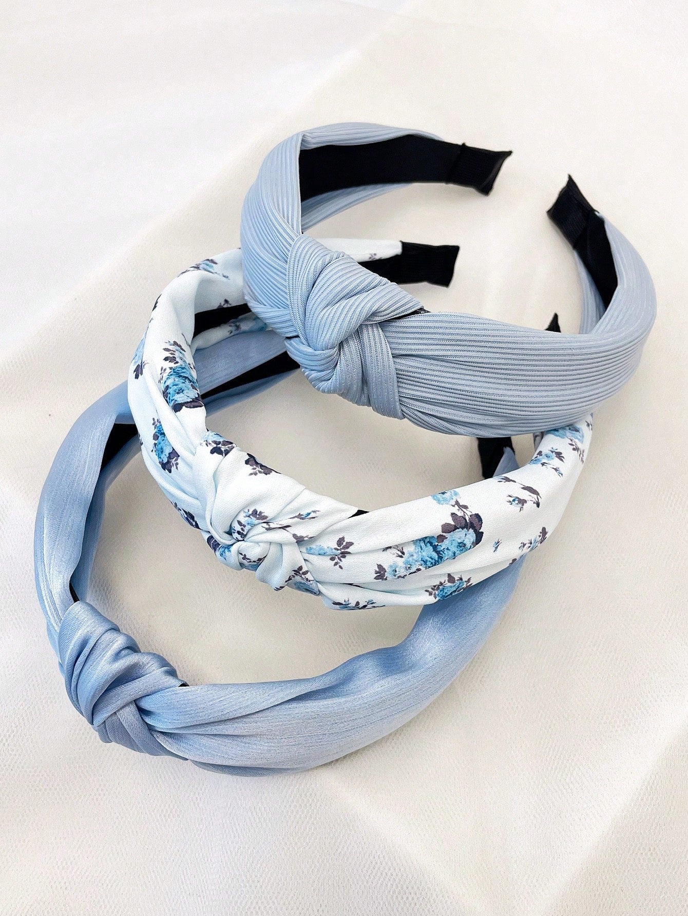 3pc Floral Solid Color Knot Headbands