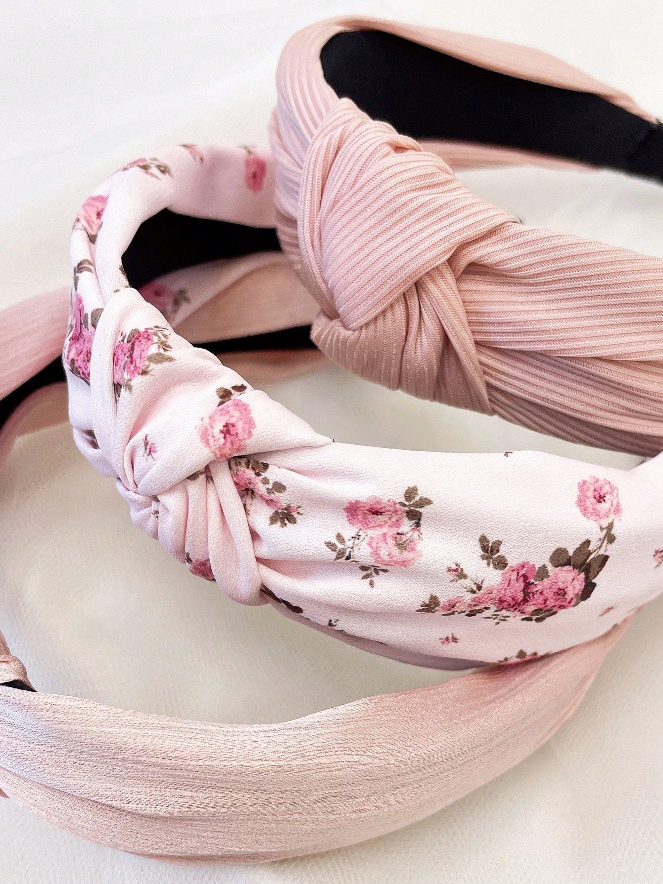 3pc Floral Solid Color Knot Headbands