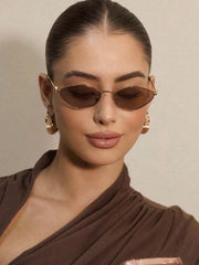 1pc Metallic Rhombus Retro Small Sunglasses