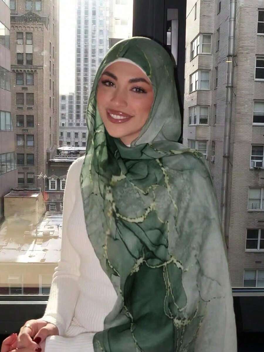1pc Watercolor Print Headscarf Bohemian Style Hijab