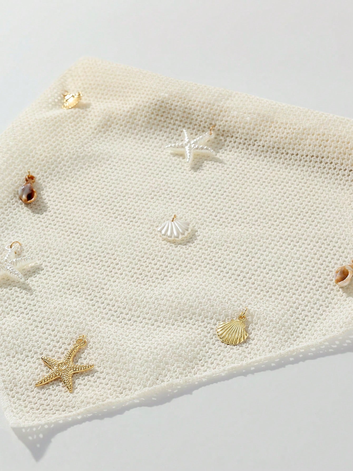 1pc Handmade Crochet Mesh Head Scarf With Starfish & Shell Charms