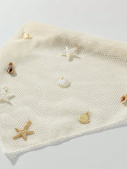 1pc Handmade Crochet Mesh Head Scarf With Starfish & Shell Charms