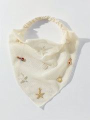 1pc Handmade Crochet Mesh Head Scarf With Starfish & Shell Charms