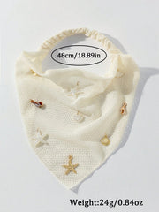 1pc Handmade Crochet Mesh Head Scarf With Starfish & Shell Charms