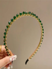 Green Crystal Rhinestone Gold Hairband