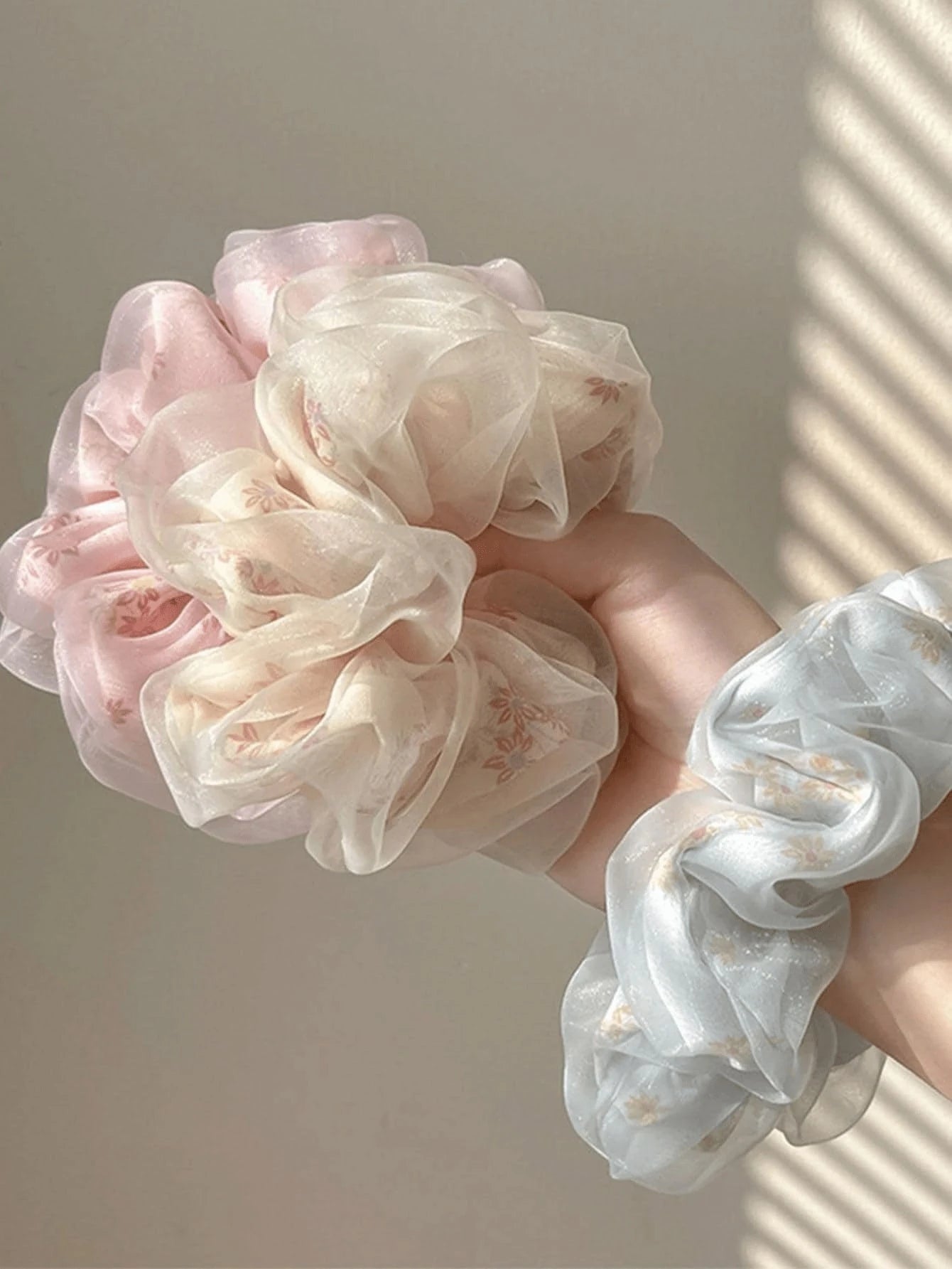 3Pcs Sweet Mesh Texture Bowknot Scrunchies