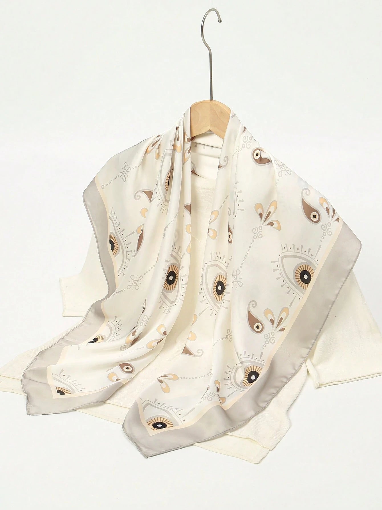 1pc Simple Printed Square Neckerchief Scarf
