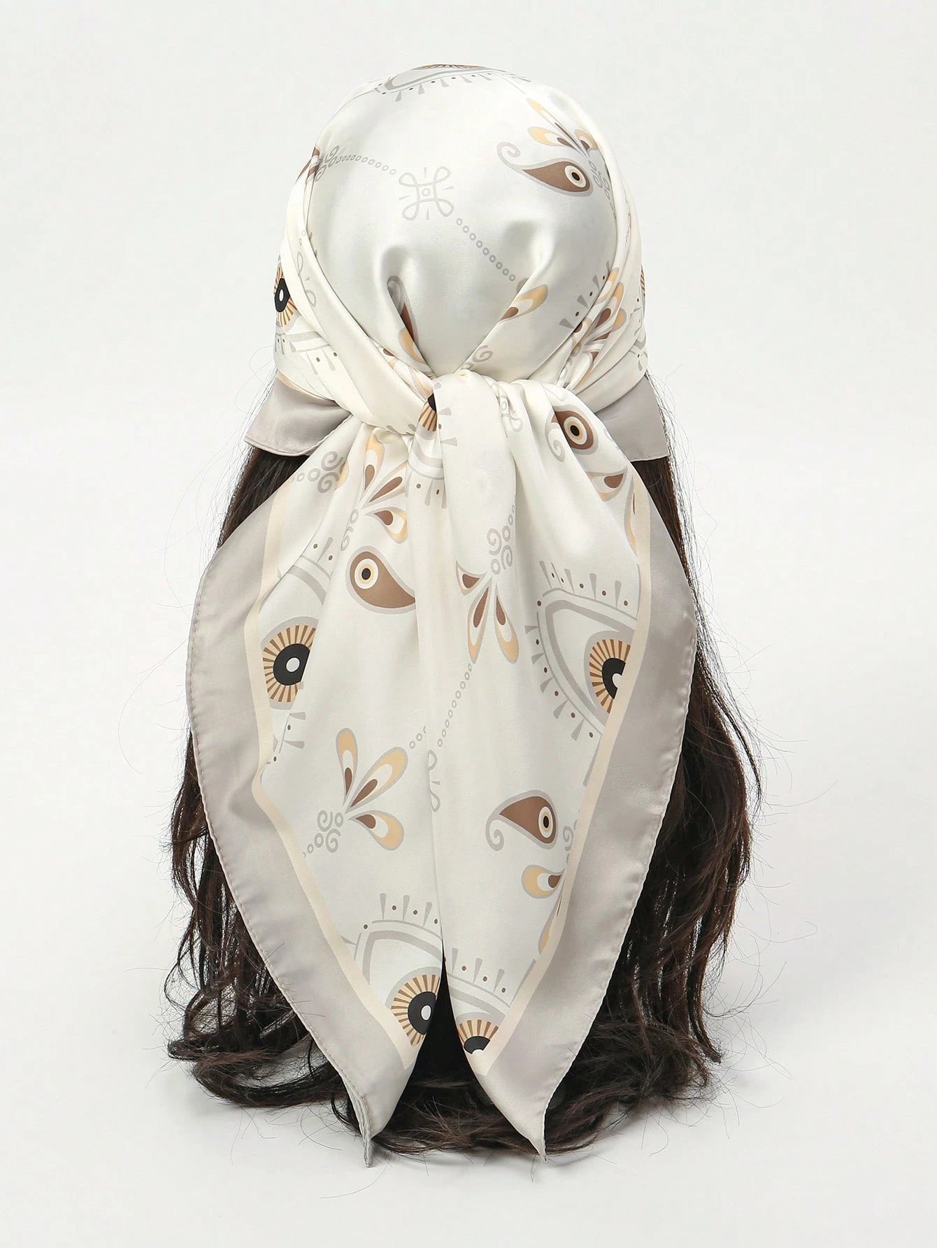 1pc Simple Printed Square Neckerchief Scarf