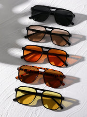 5pcs Square Studded Dual-Bridge Glasses Set