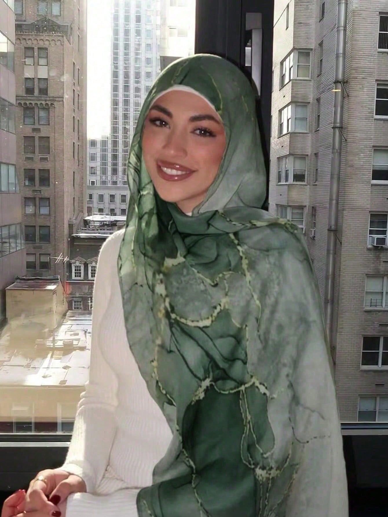 1pc Watercolor Print Headscarf Bohemian Style Hijab