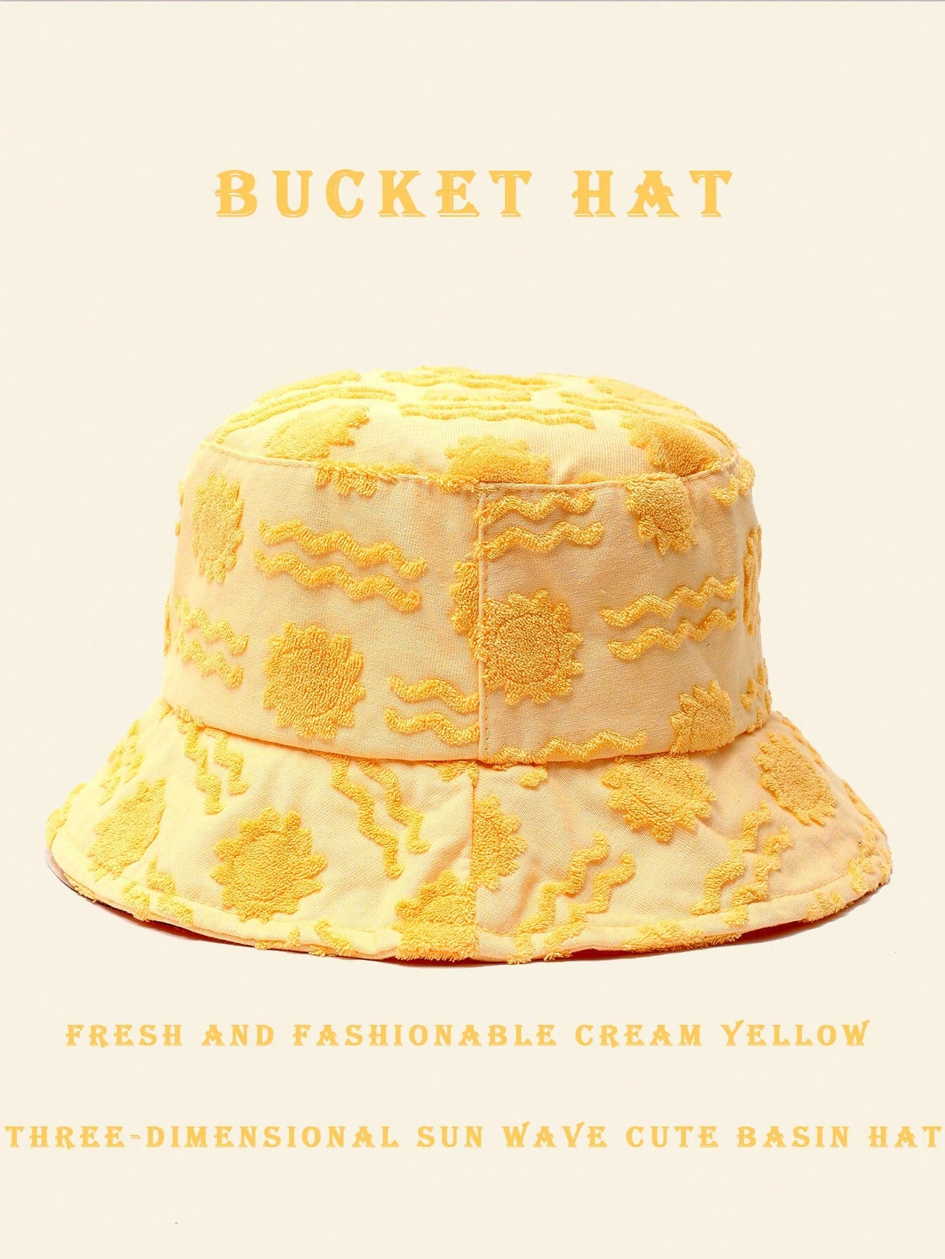 1pc Polyester Casual Street Style Sun Wave Pattern Bucket Hat