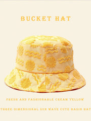 1pc Polyester Casual Street Style Sun Wave Pattern Bucket Hat