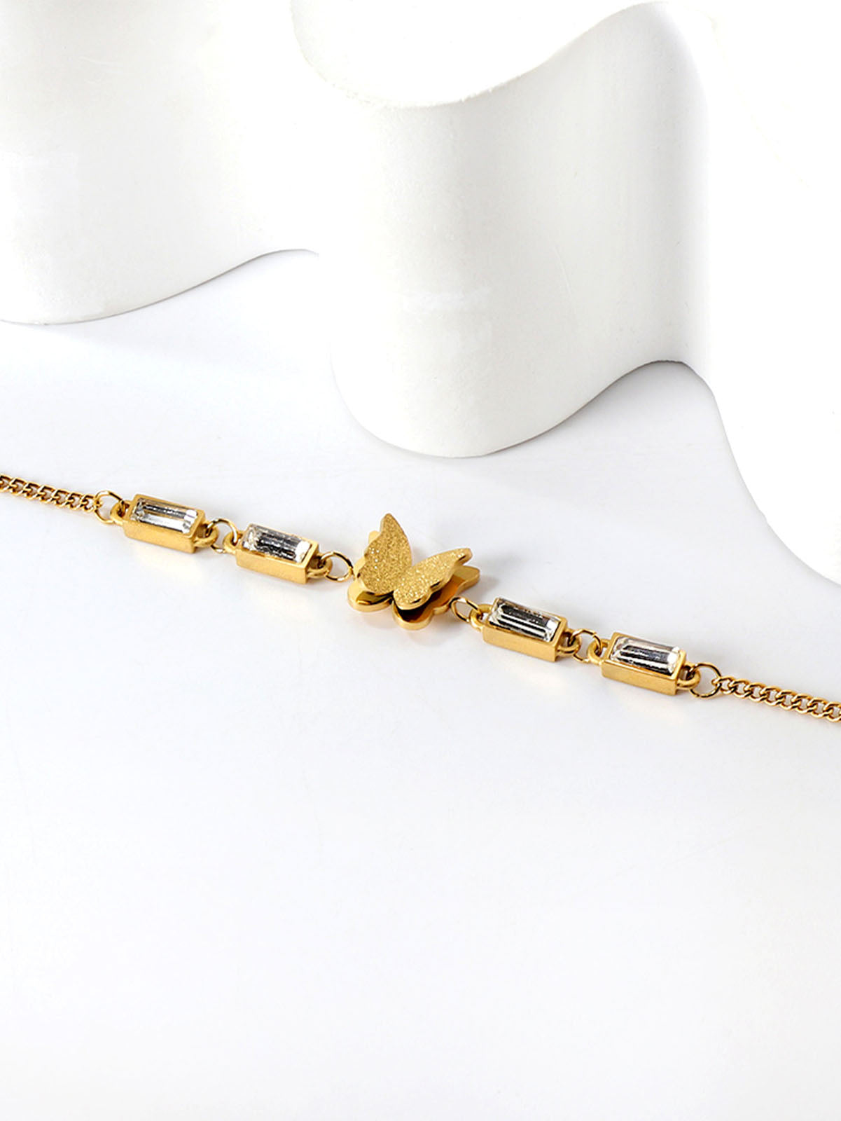 Butterfly Charm Rhinestone Decor Chain Bracelet