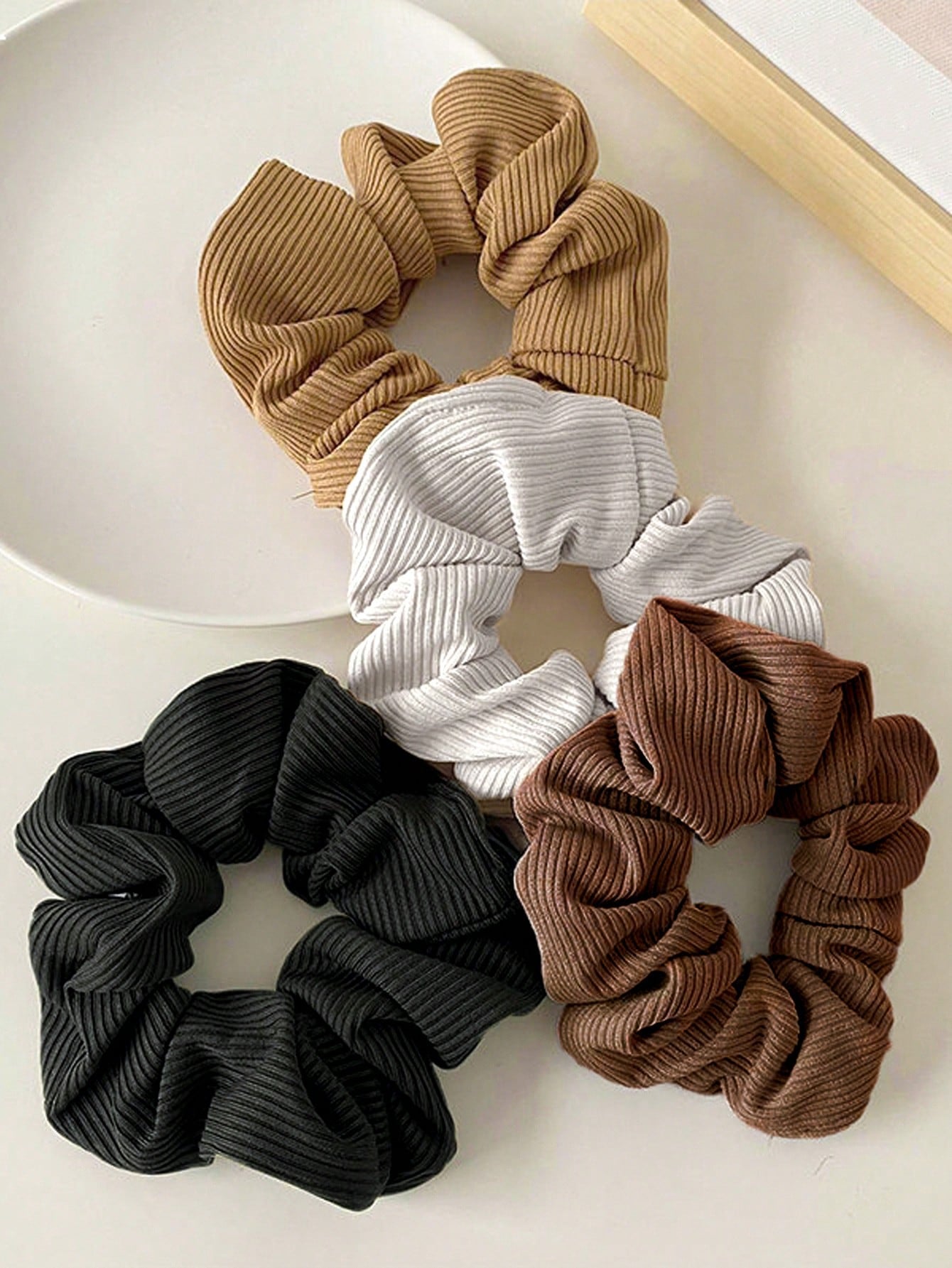 4Pcs Premium Knitted Ribbed Scrunchies
