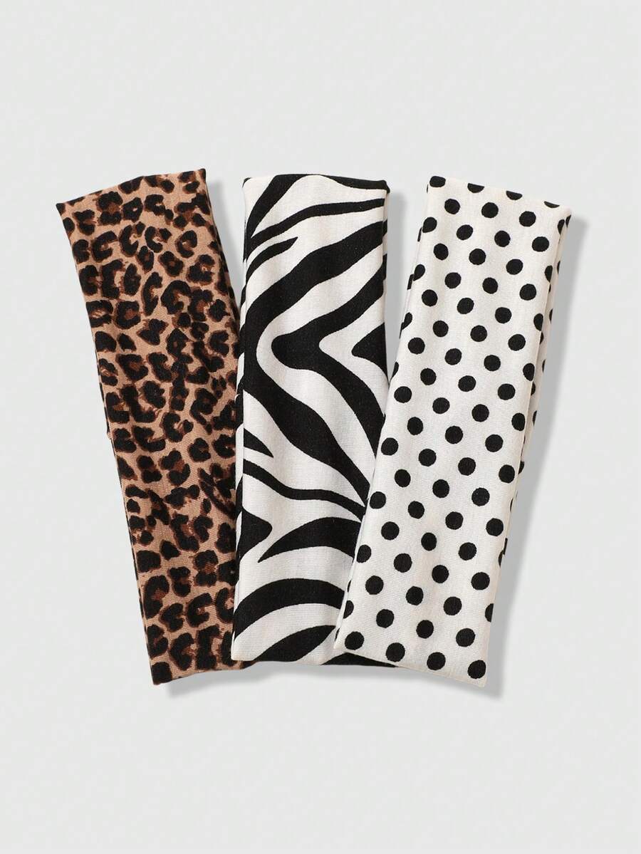 3pc Kawaii Print Elastic Sweatband Set