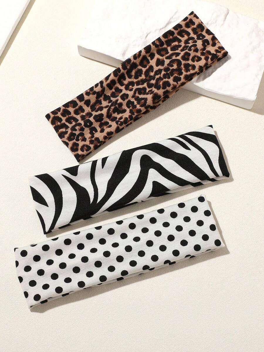 3pc Kawaii Print Elastic Sweatband Set