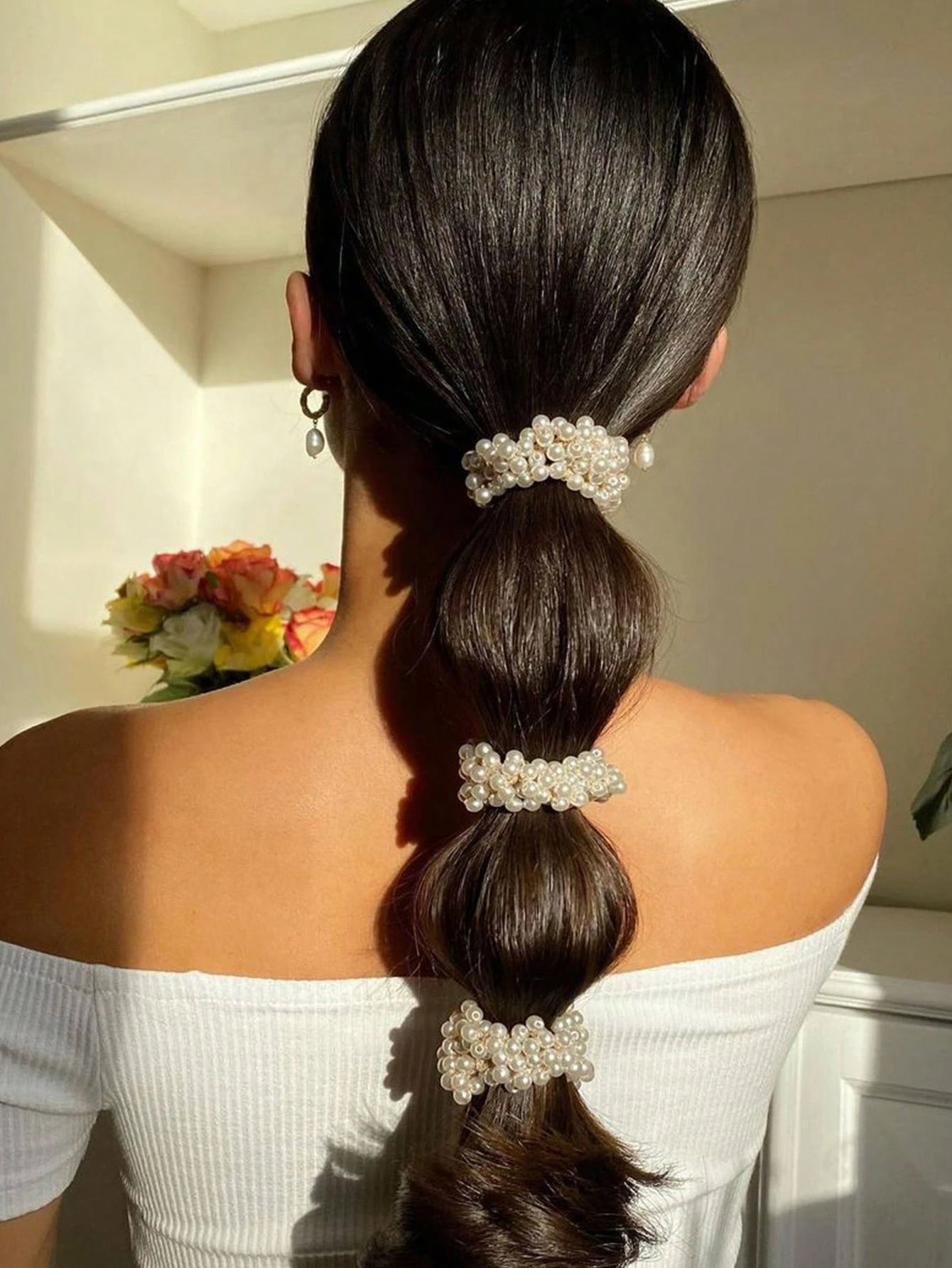 3pcs Ponytail Faux Pearl Hair Ties - www.thetreasurebox.me