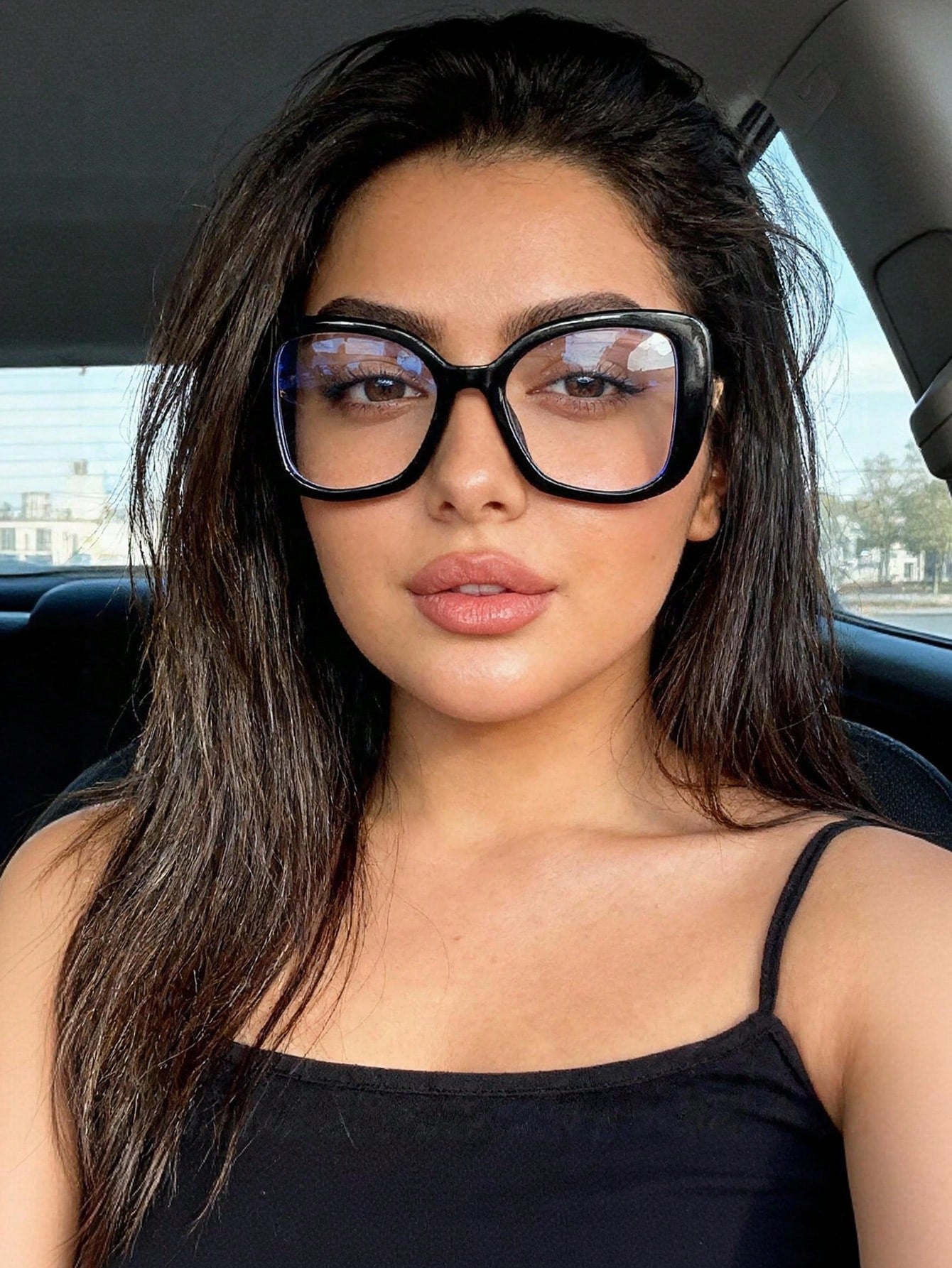 Polygon Hollow Heart Large Frame Clear Glasses