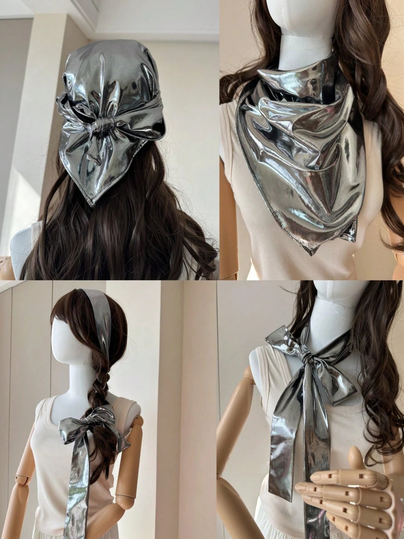 1pc Silver Square Headscarf
