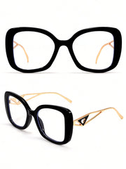 Polygon Hollow Heart Large Frame Clear Glasses