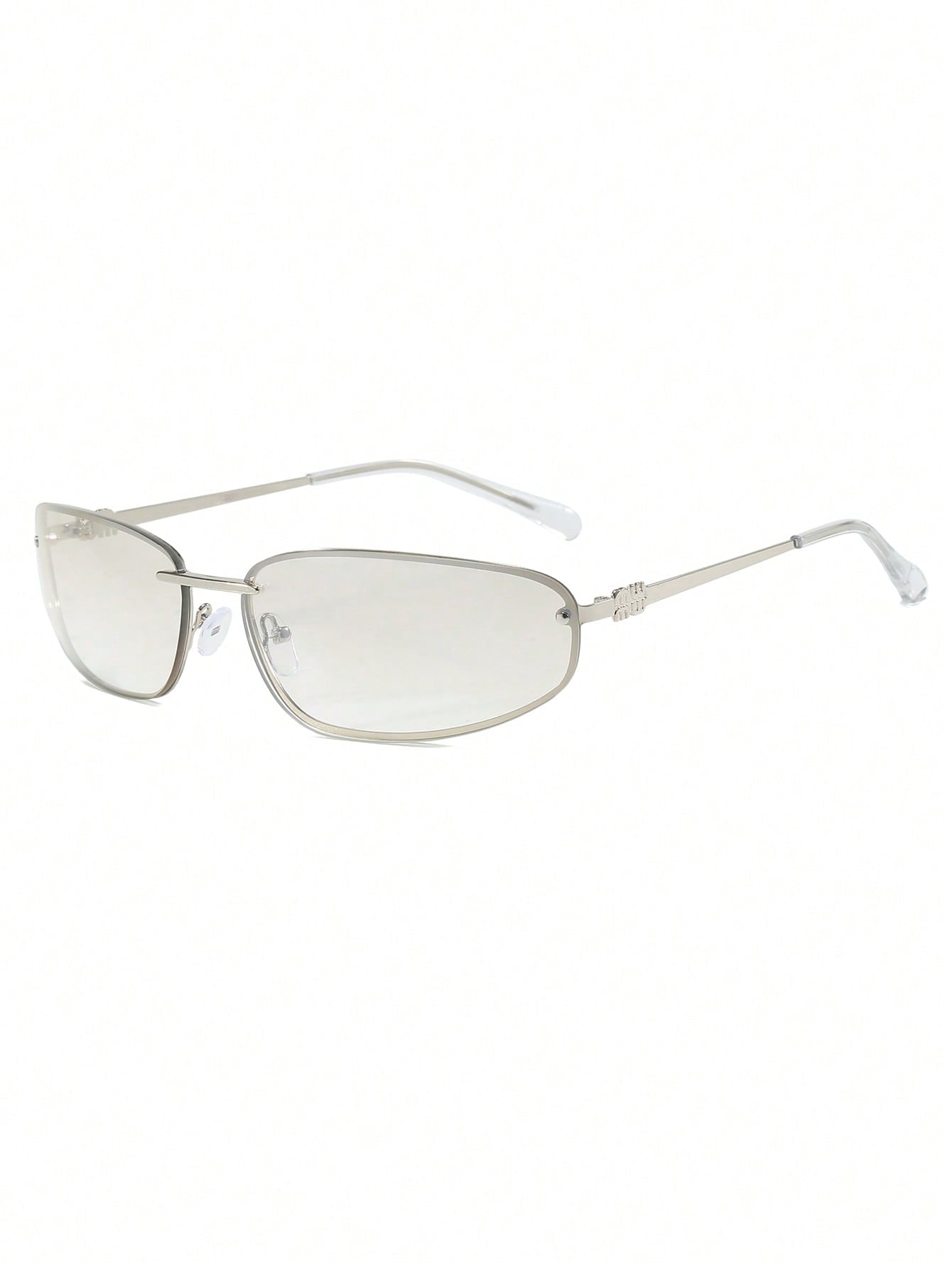 Silver Metallic Oval Full Rim Sunglasses - Transparent Lens - www.thetreasurebox.me