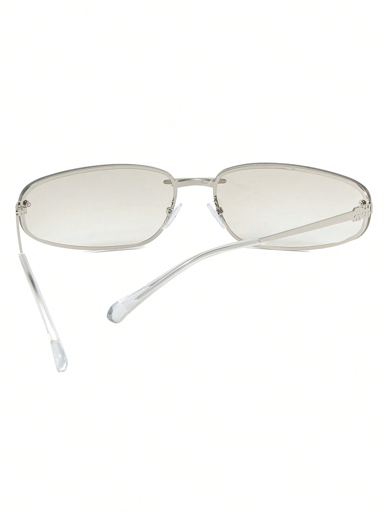 Silver Metallic Oval Full Rim Sunglasses - Transparent Lens - www.thetreasurebox.me