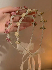 2pcs Elegant Faux Pearl Rose Flower Headband - www.thetreasurebox.me