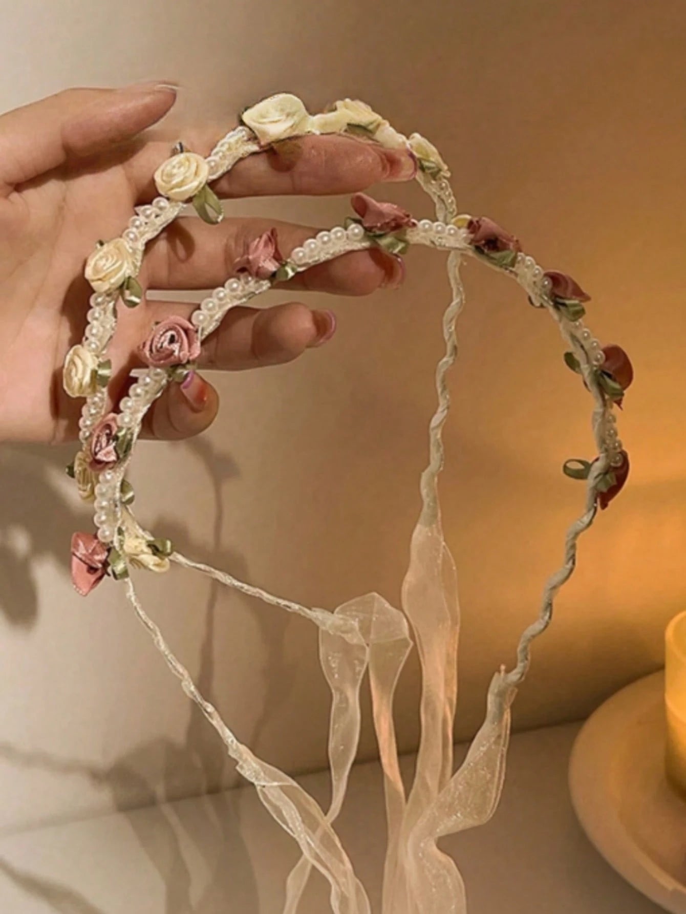 2pcs Elegant Faux Pearl Rose Flower Headband - www.thetreasurebox.me
