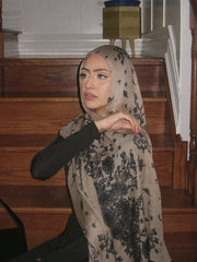 1pc Watercolor Floral Lace Printed Hijab Scarf