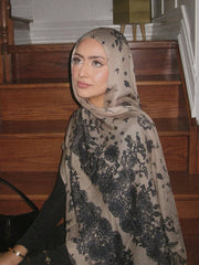 1pc Watercolor Floral Lace Printed Hijab Scarf