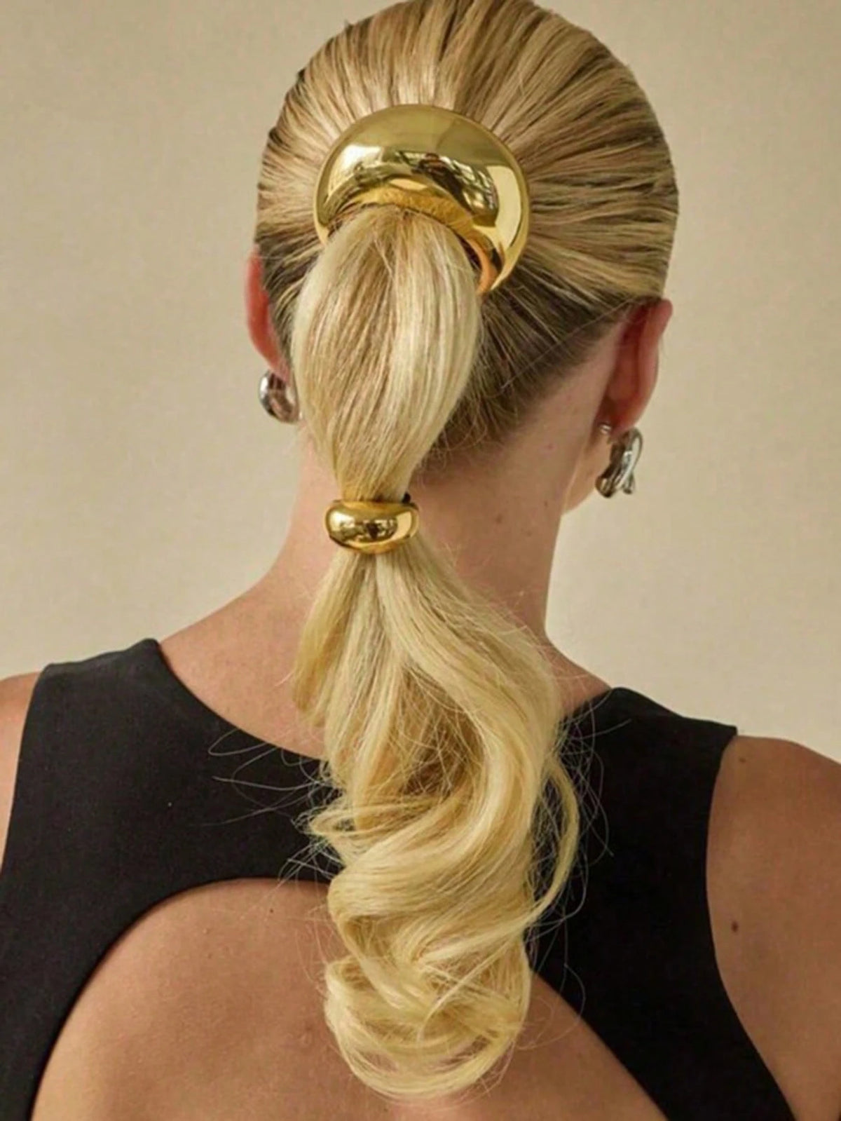 2pcs Punk Geometric Metal Headband Set, Elastic Hair Hoop - www.thetreasurebox.me