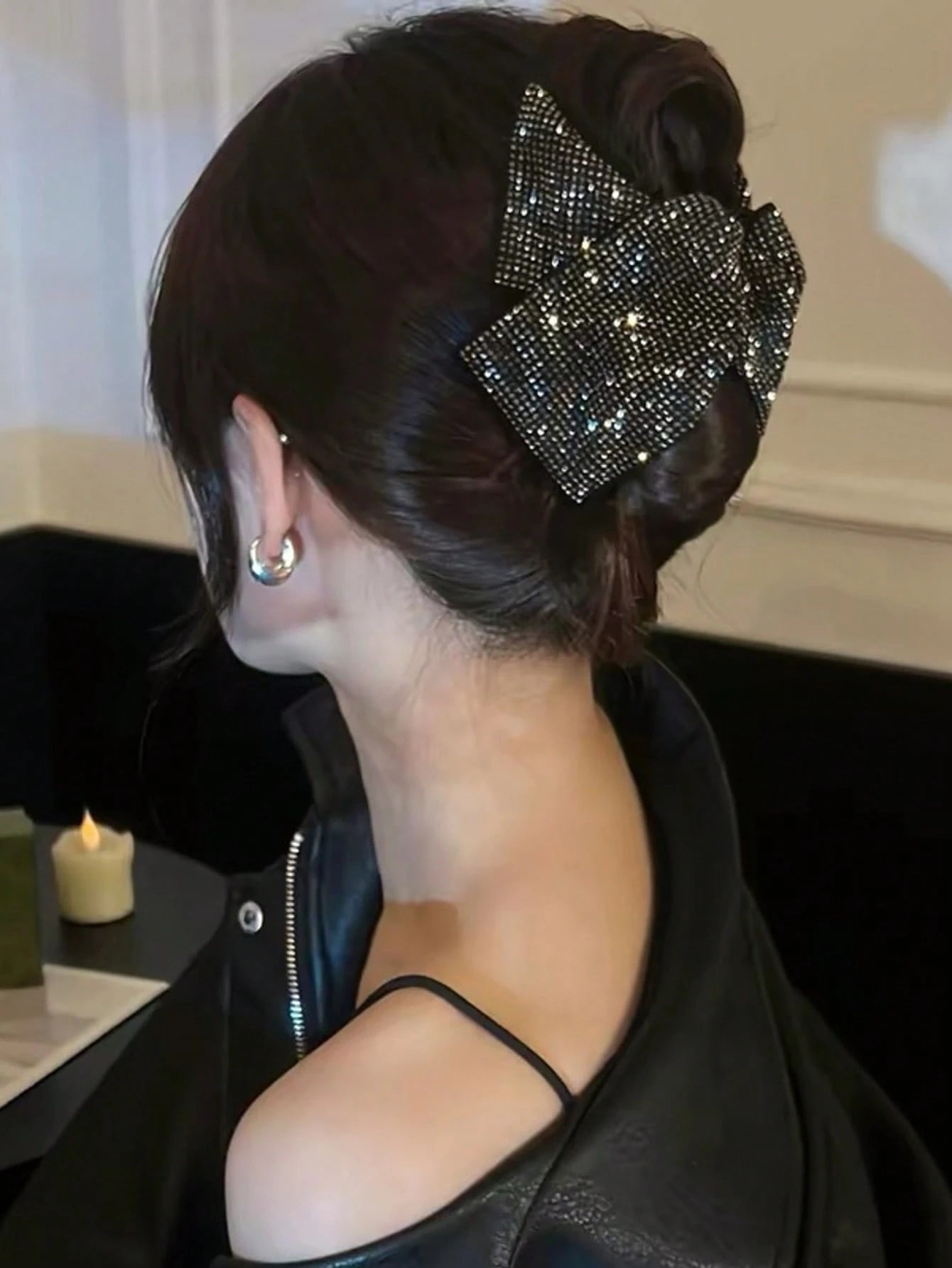 Sparkling Rhinestone Bow Hair Clip Large Crystal Bow Hair Barrette