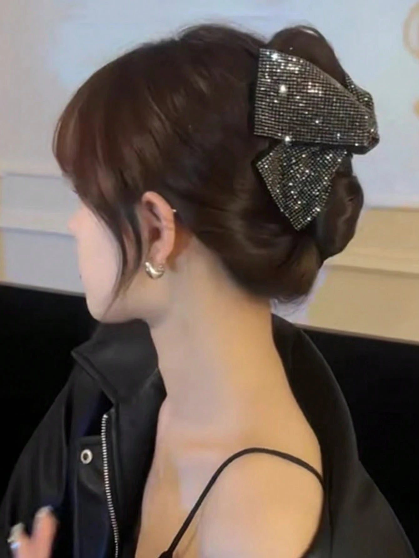 Sparkling Rhinestone Bow Hair Clip Large Crystal Bow Hair Barrette