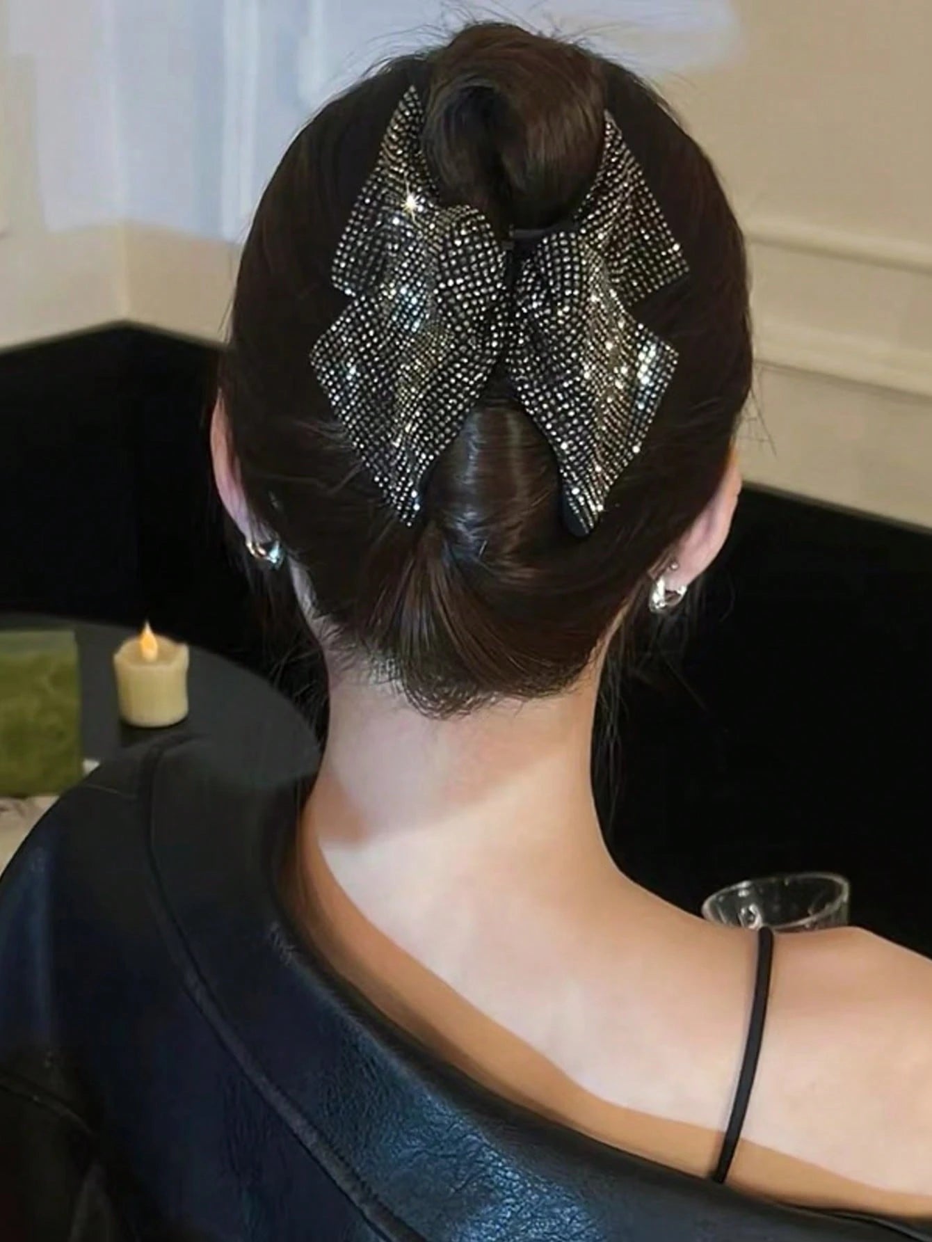 Sparkling Rhinestone Bow Hair Clip Large Crystal Bow Hair Barrette