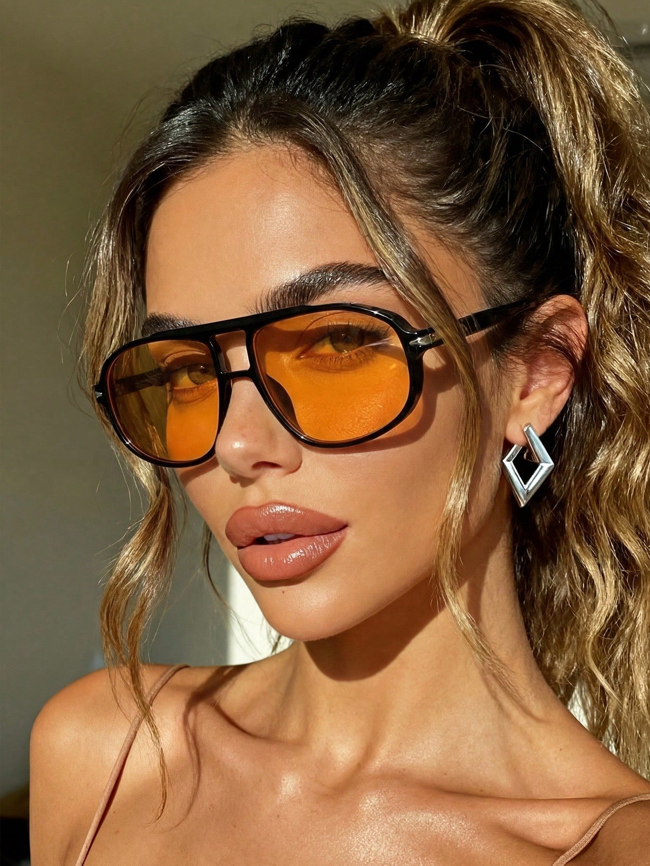 Retro Orange Aviator Sunglasses