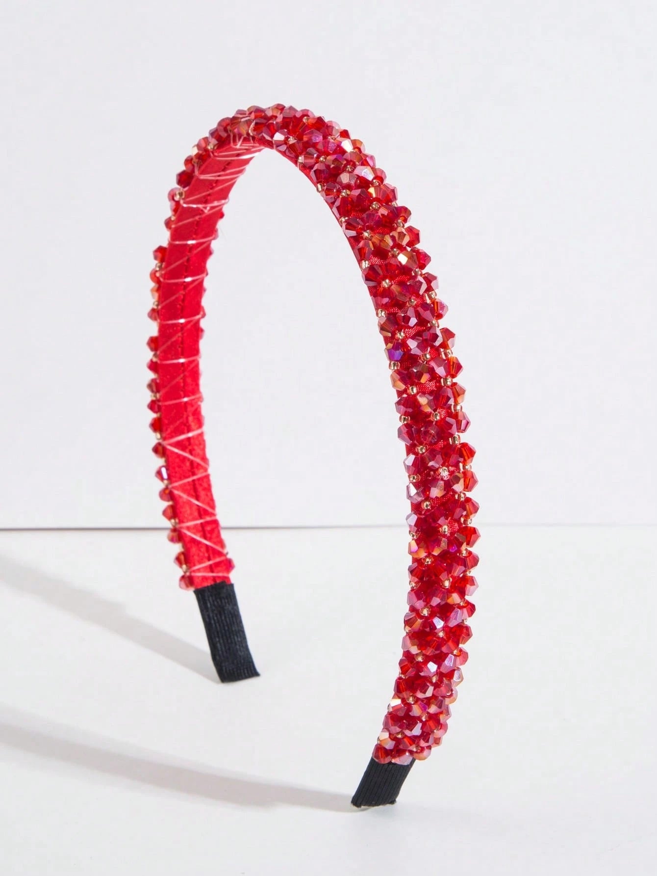 Royal Crystal Decor Red Beaded Headband