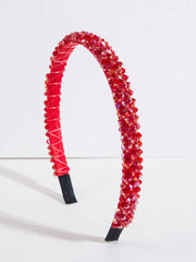 Royal Crystal Decor Red Beaded Headband