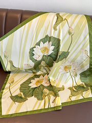 1pc Floral Print Satin-Feel Square Scarf/Headscarf