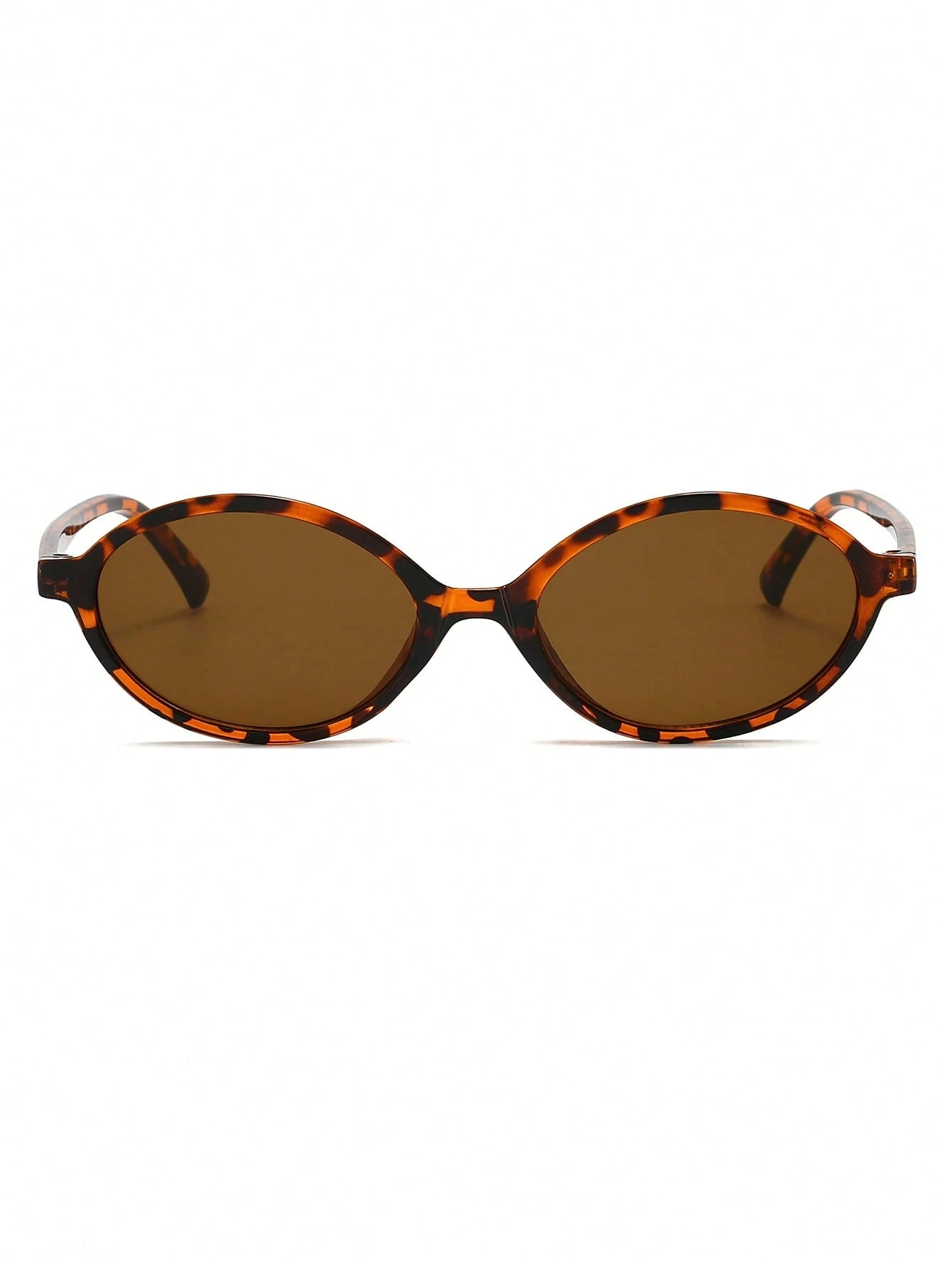 Leopard Print Oval PC Frame Vintage Sunglasses
