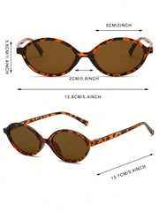 Leopard Print Oval PC Frame Vintage Sunglasses