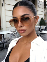 Champagne Retro Aviator Sunglasses