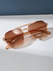 Champagne Retro Aviator Sunglasses