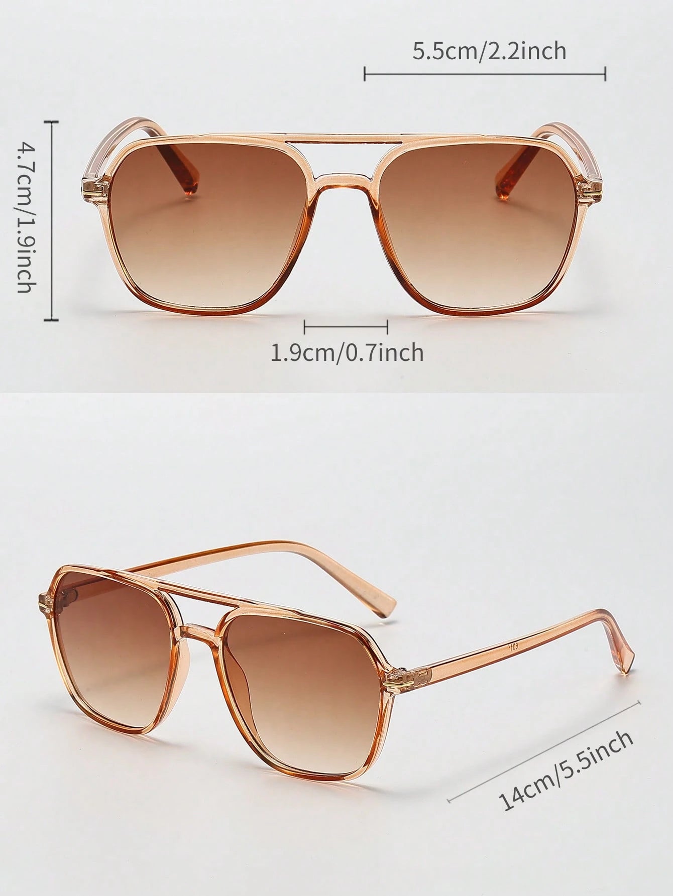 Champagne Retro Aviator Sunglasses