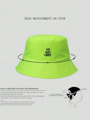 1pc Embroidered "No Bad Vibes" Letter Breathable Bucket Hat
