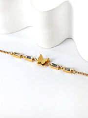 Butterfly Charm Rhinestone Decor Chain Bracelet