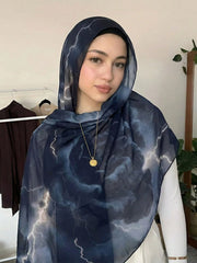 1pc Bohemian Style Watercolor Lightning Floral Print Viscose Hijab Scarf