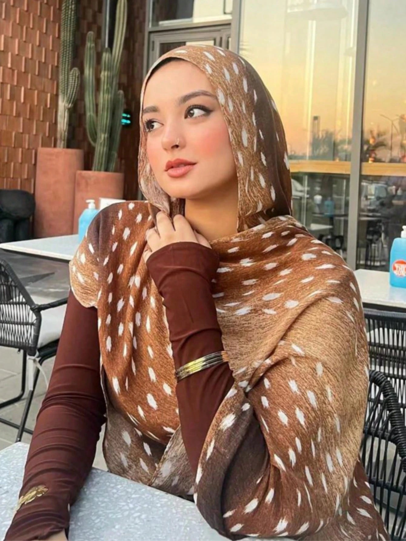 1pc Bohemian Watercolor Print Scarf