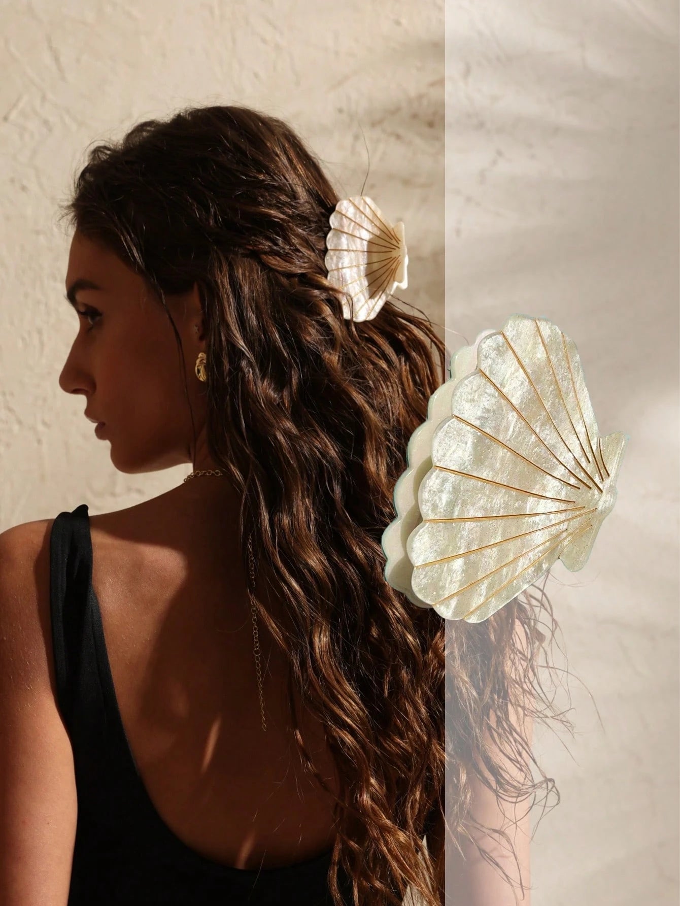 1pc Jumbo 8cm Tropical Seashell Hair Claw Clip